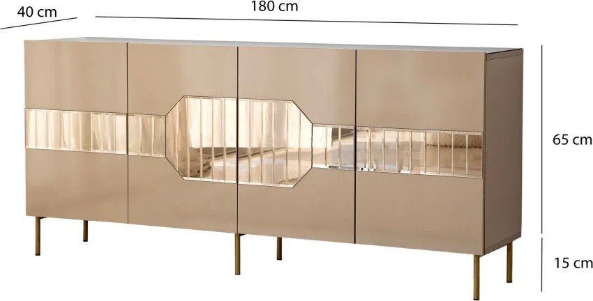 Milan komód, bronz-arany, 180 cm