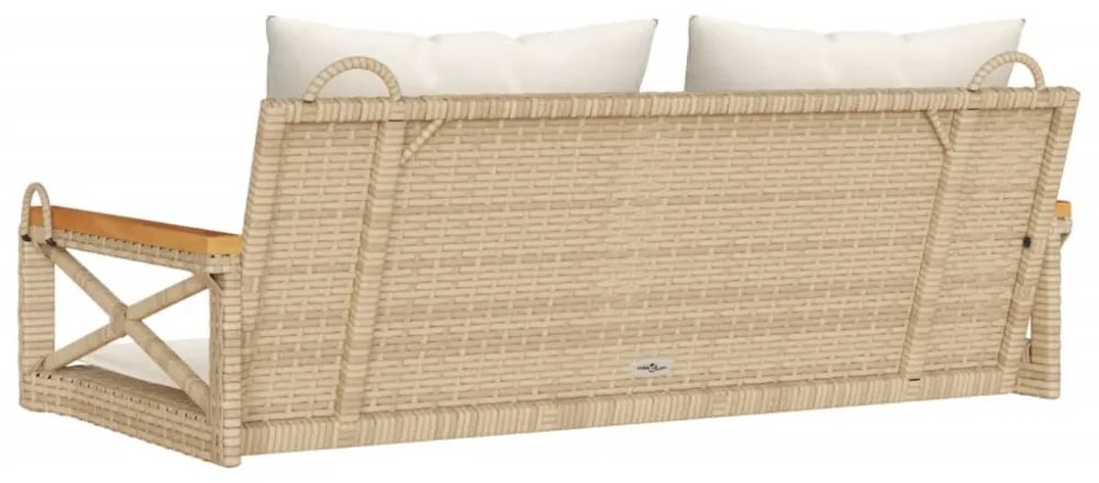 bézs polyrattan hintapad párnákkal 109 x 62 x 40 cm
