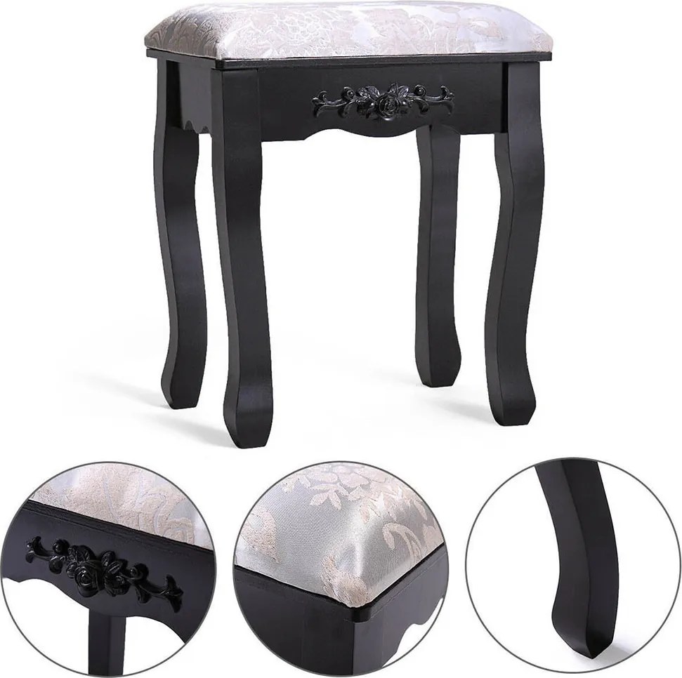 Tükrös fésülködő asztal székkel, Rome több színben-fekete
