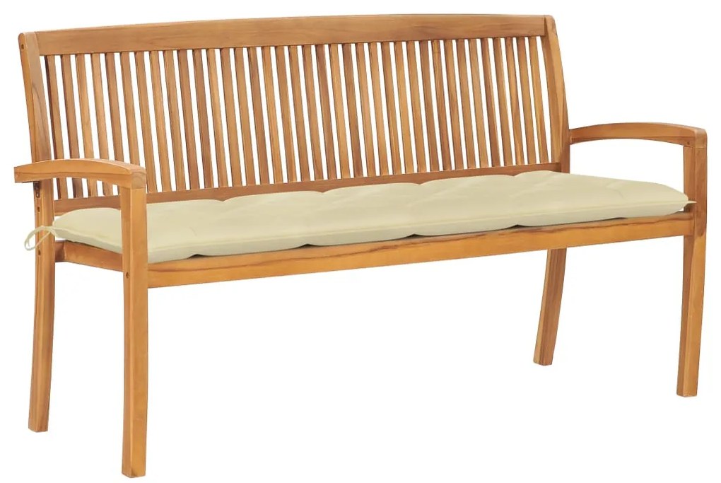 vidaXL tömör tíkfa rakásolható kerti pad párnával 159 cm