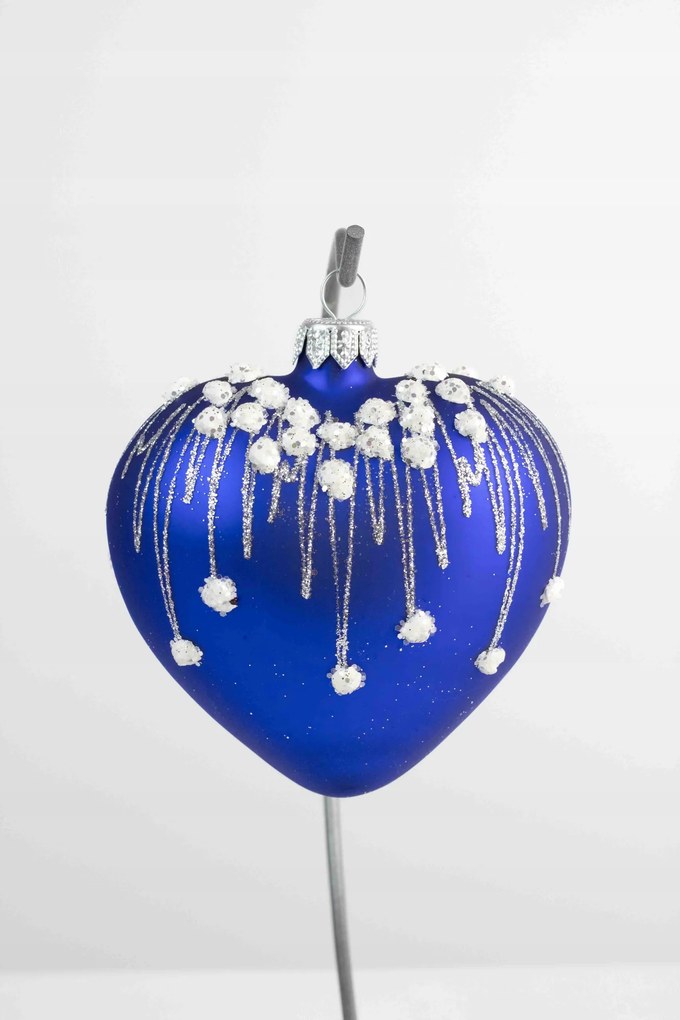 Karácsonyfadísz Sötétkék szív 1 db