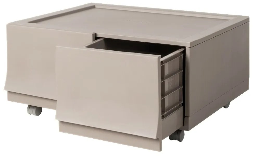 Wave twin Wood moduláris tárolódoboz kerekekkel 54,6 x 43,4 x 22 cm, széles - 2 fiók - kerekek