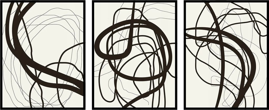 Absztrakt vonalak poszter kép triptichon 3x 30x40cm