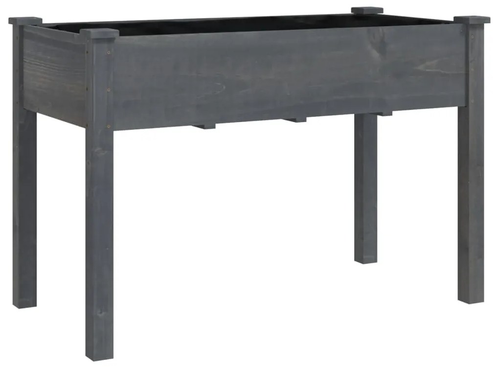 szürke tömör fenyőfa kerti ültetőláda béléssel 118 x 59 x 76 cm