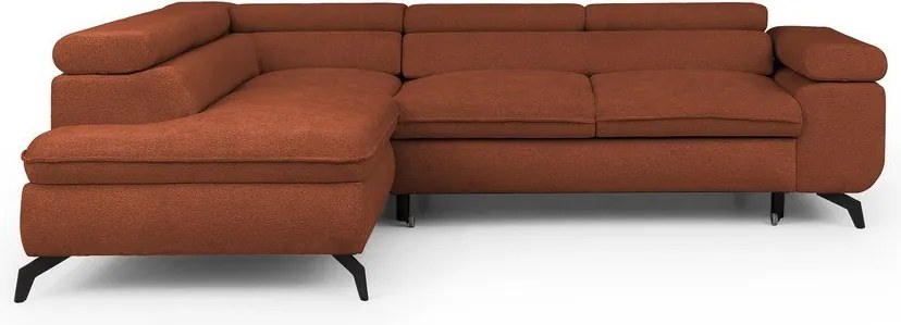 Terrakotta színű zsenília sarokkanapé (bal oldali-L alakú) Marbeya – Ropez