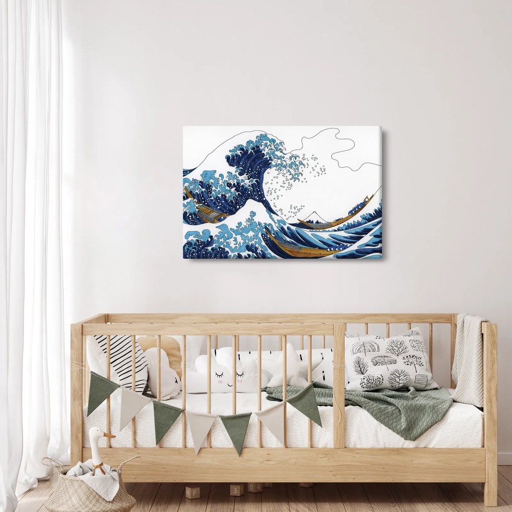 Kép - japán rajz, hullámok (90x60 cm)