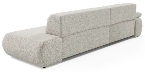 PRATO L-alakú, balos, kinyitható sarokkanapé tárolóval, bézs