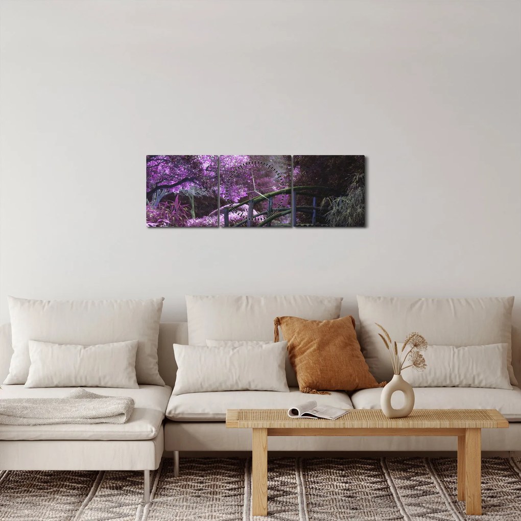 Kép - lila fák (órával) (90x30 cm)