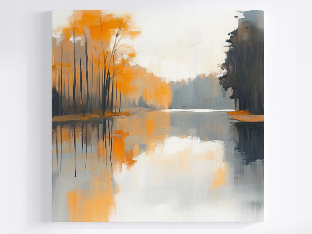 Vászonkép Canvas Tájkép Szabadtéri Tájkép Fák Ősz Víz 80x80