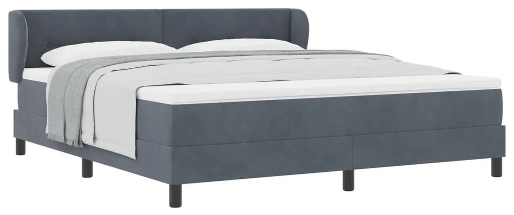 vidaXL Boxspring Ágy Matrac Sötétszürke 180x200 cm Bársony