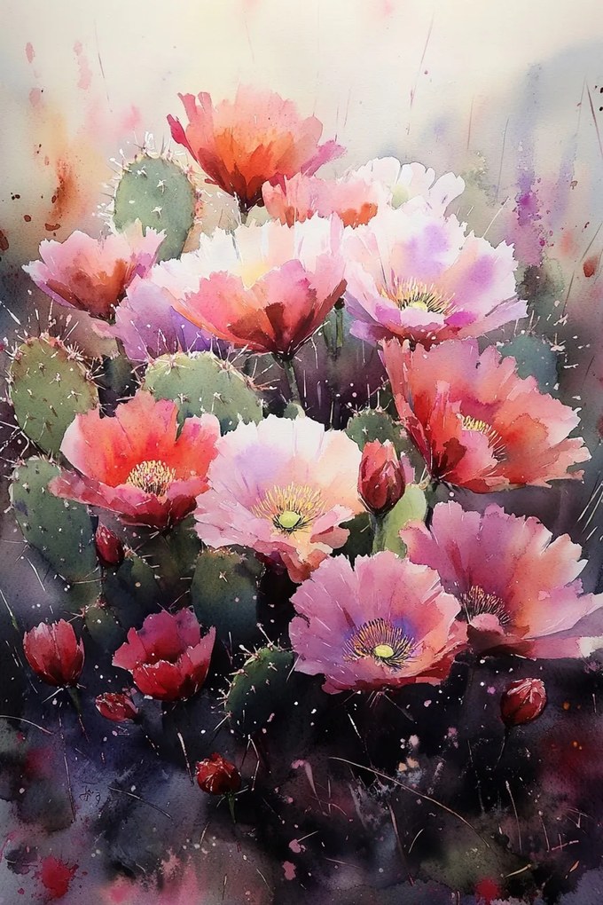 Vászonkép Canvas Természet Növényzet Kaktusz Fügekaktusz Virágok 80x120