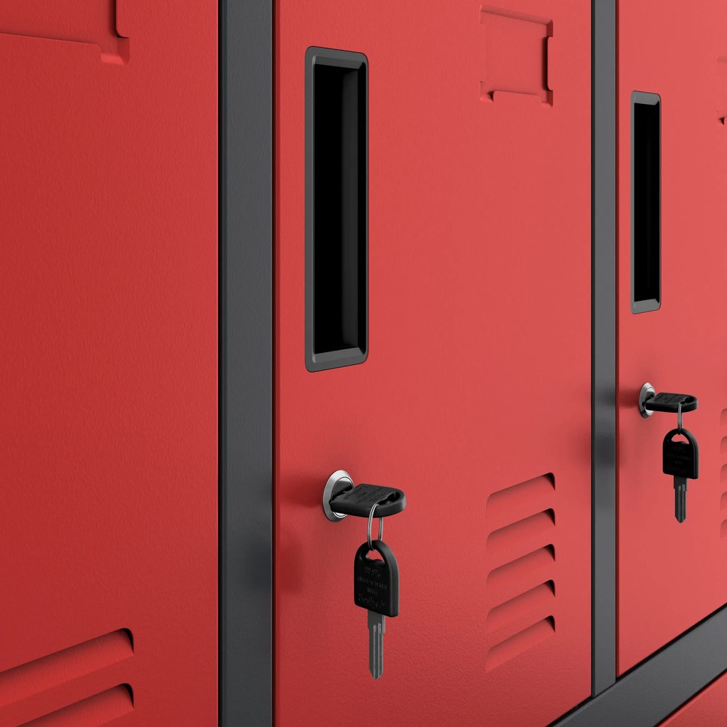 Fém öltözőszekrény ROBERT 1360 x 1720 x 450 mm, antracit-piros