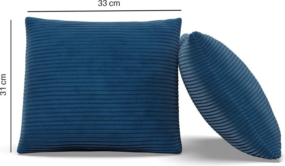 Dekoratív párna, 2 db, hab töltet, kordbársony, kék