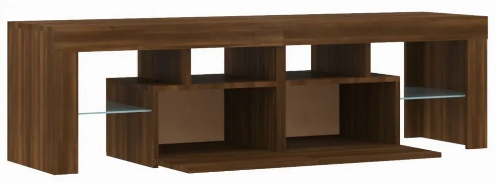 barna tölgyszínű TV-szekrény LED-lámpákkal 140 x 36,5 x 40 cm