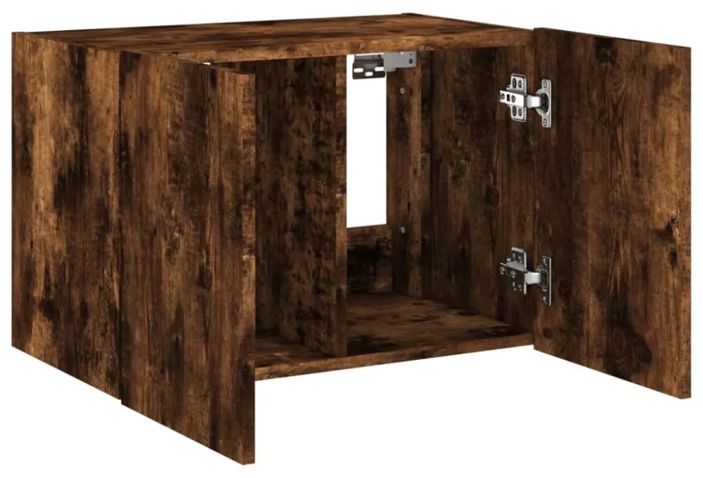 füstös tölgy színű fali TV-szekrény LED-ekkel 60x35x41 cm