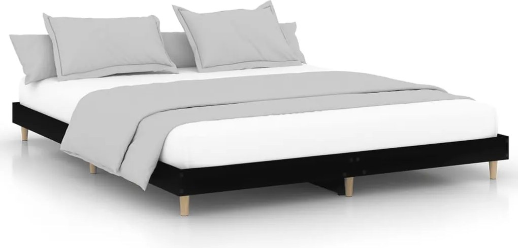 vidaXL fekete szerelt fa ágykeret 200 x 200 cm