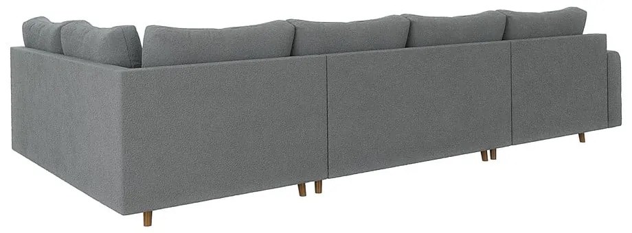 Szürke buklé sarokkanapé (bal oldali-U alakú) Ariella – Ropez