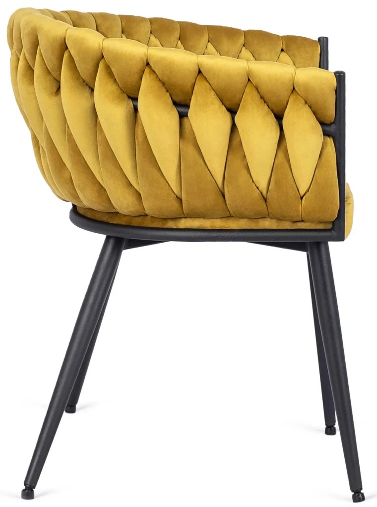 Elegáns Bársony Étkezőszék Mustár Színben. EMPOLI