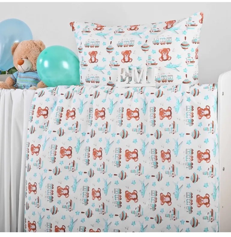 EMI Maci repülőgéppel gyermek pamut ágyneműhuzat, Gyerekgarnitúra 90x130 + 45x65