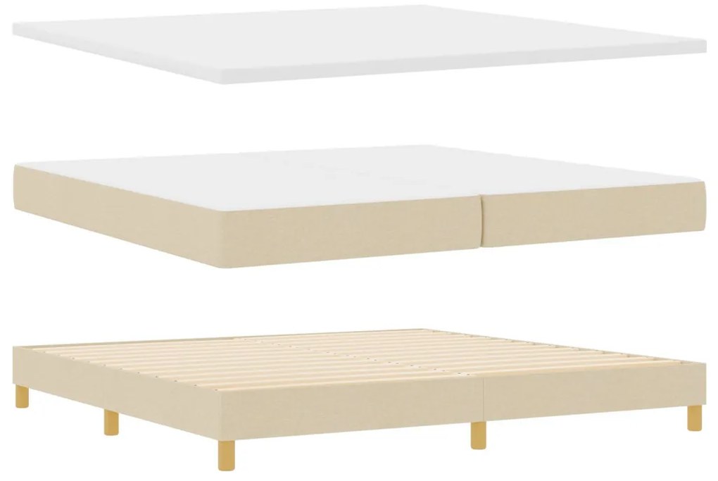 Boxspring Ágy Mattal és Pad Krém 200x200 cm Szövet