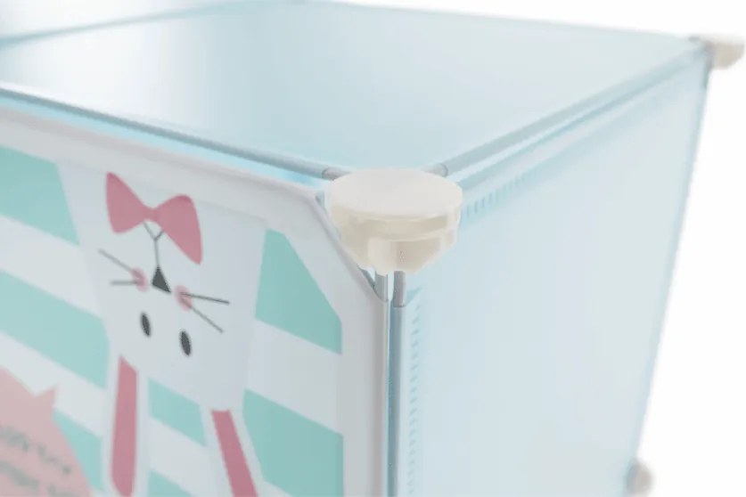 Gyerek szekrény, kék/gyerek minta, EDRIN