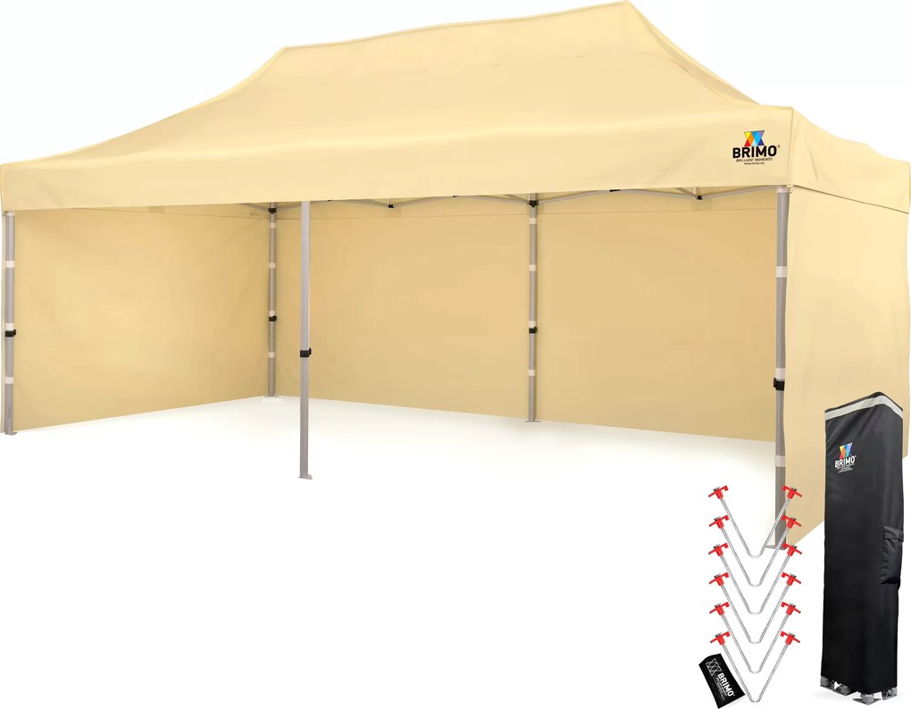 Alumínium esküvői sátor 3x6 m – elegáns és gyorsan felállítható - plusz 3 oldalfal - Bézs