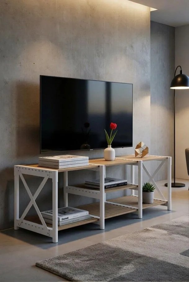 TV-állvány, fehér, 110 cm – TR282PTR1608