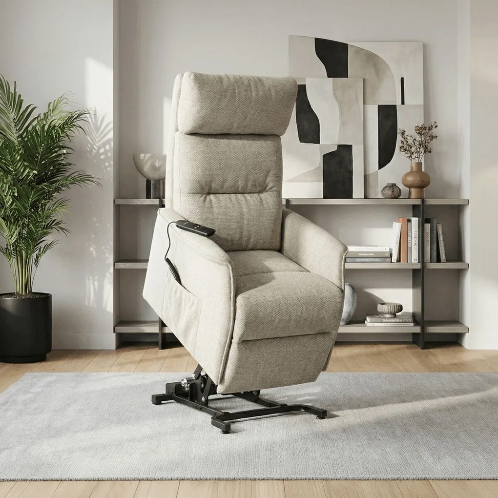 Bézs elektromos relaxfotel kábeles vezérléssel, szövet kárpitozással, TV-L8960 CRM2