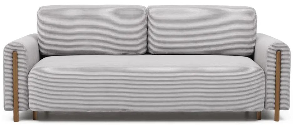 Világosszürke kordbársony kinyitható-tárolóhelyes kanapé 244 cm Arcadova – ELTAP