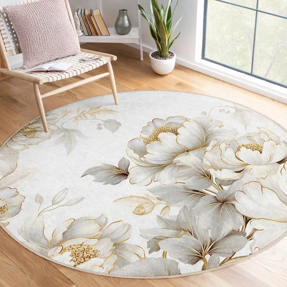 Világosszürke-bézs mosható kerek szőnyeg ø 150 cm Soft and Gentle – Mila Home
