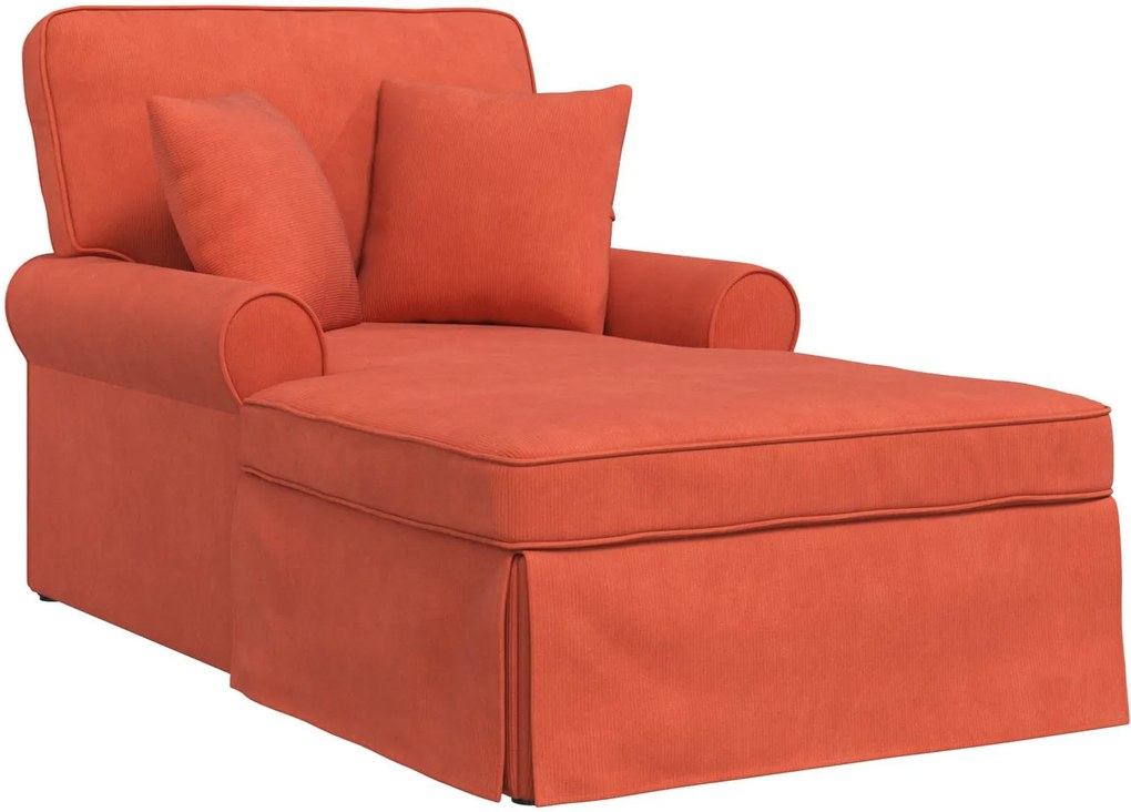 vidaXL Fotel Loungba Szoknyával 3 pcs Piros Narancs Bársonyos szövet