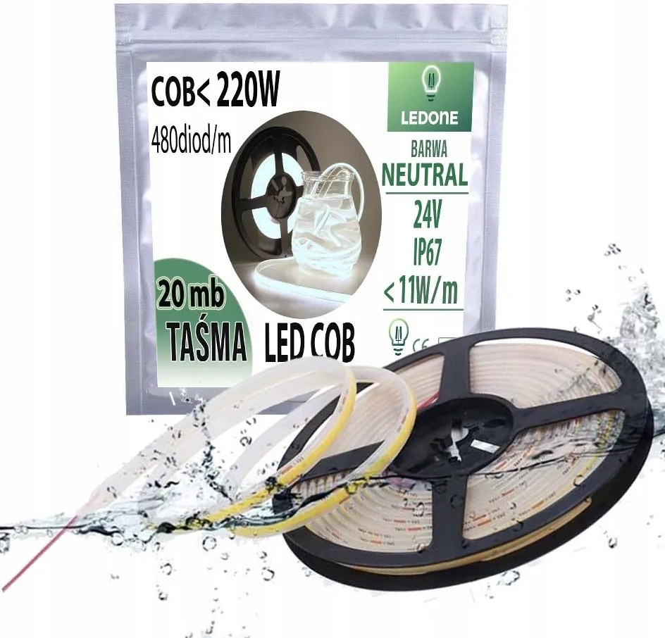 Cob Led Szalag 24V 11w/m IP67 Neon Nappali Termékcsalád termococon vízálló 20MB