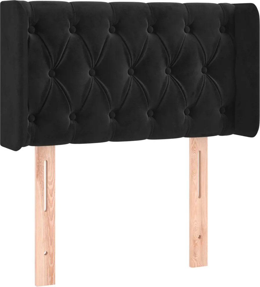 vidaXL fekete bársony fejtámla szárnyakkal 83x16x78/88 cm