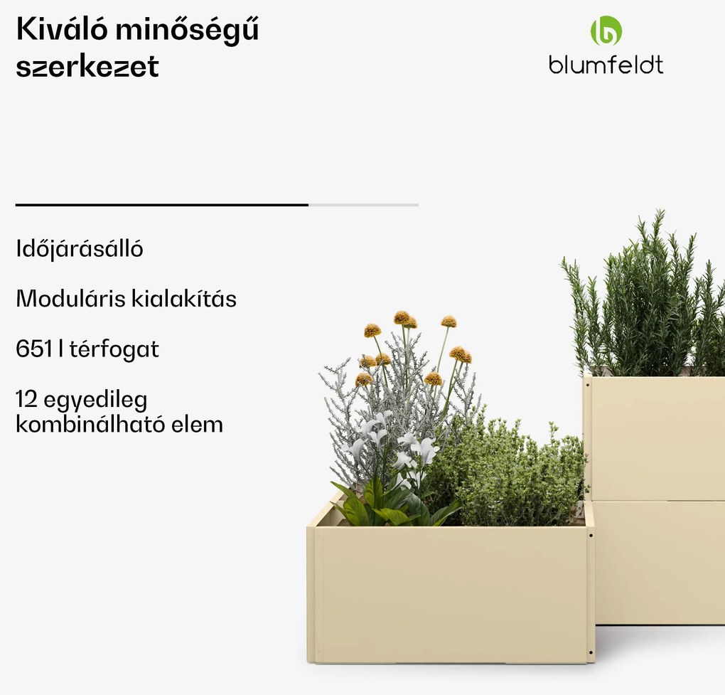 Blumfeldt Versagrow magaságyás 12 modullal, egyedi forma, 1 mm vastagság, rozsdamentes acél
