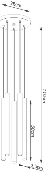 Sollux SL.1275 - Csillár zsinóron PASTELO 5xG9/8W/230V beton