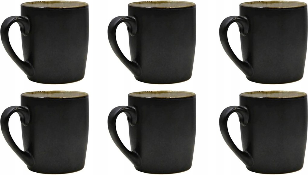 Kerámia Bögrék 6x Tea Kávéhoz 300ml Szürke