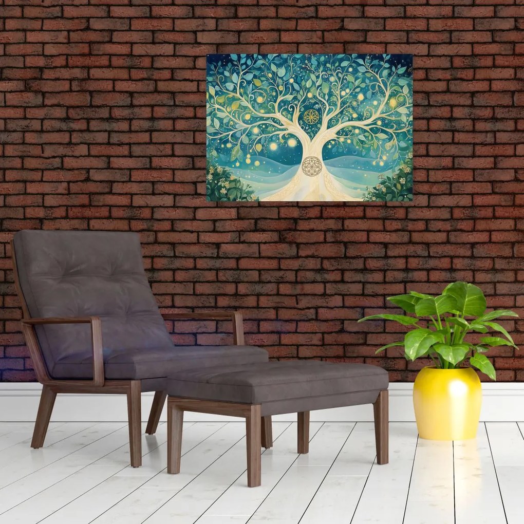 Üveg kép – Mágikus fa spirálokkal (70x50 cm)
