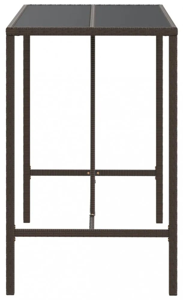 barna polyrattan üveglapos bárasztal 110 x 70 x 110 cm