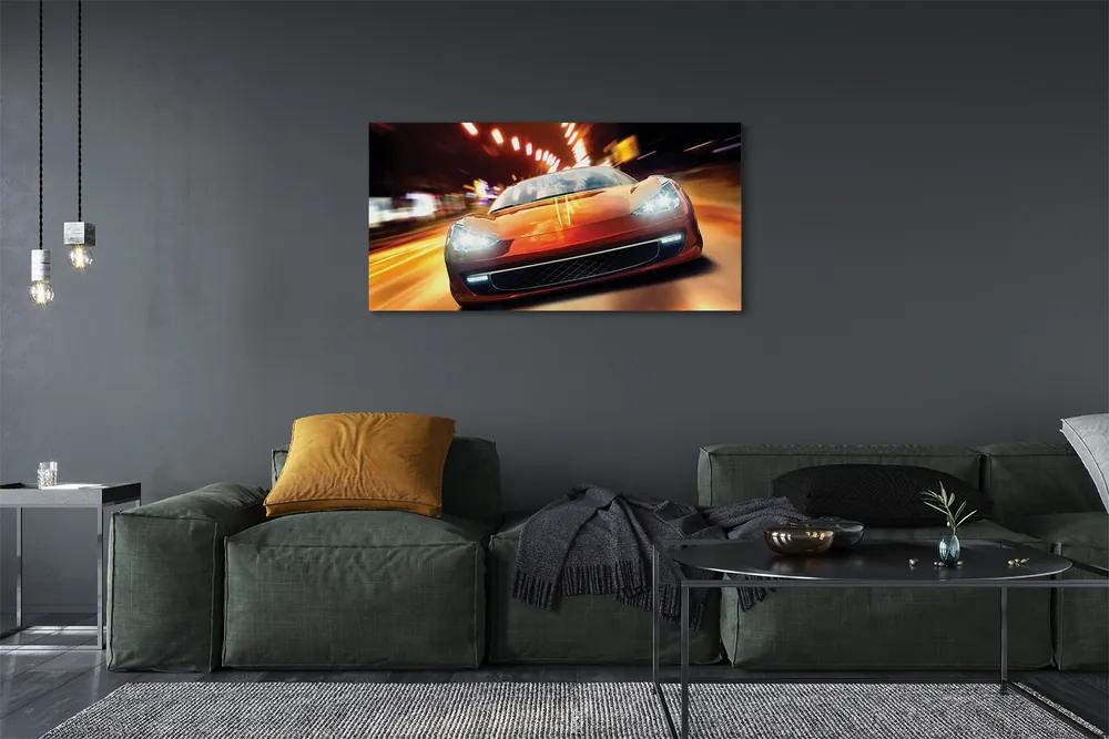 Canvas képek Sportkocsi város fényei 100x50 cm