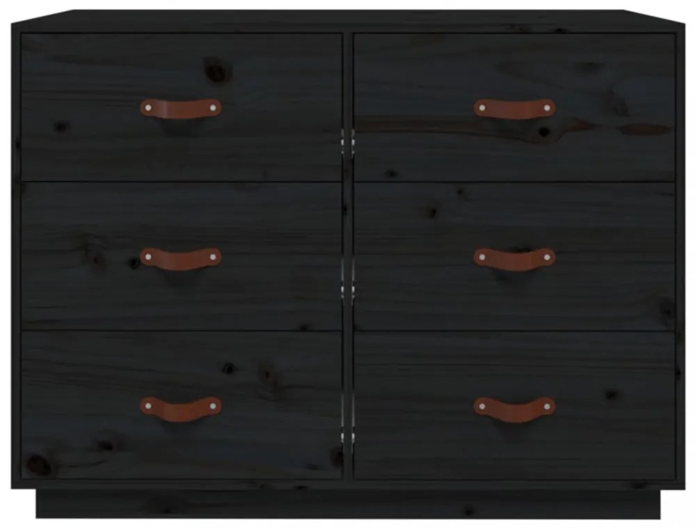 fekete tömör fenyőfa tálalószekrény 100 x 40 x 75 cm