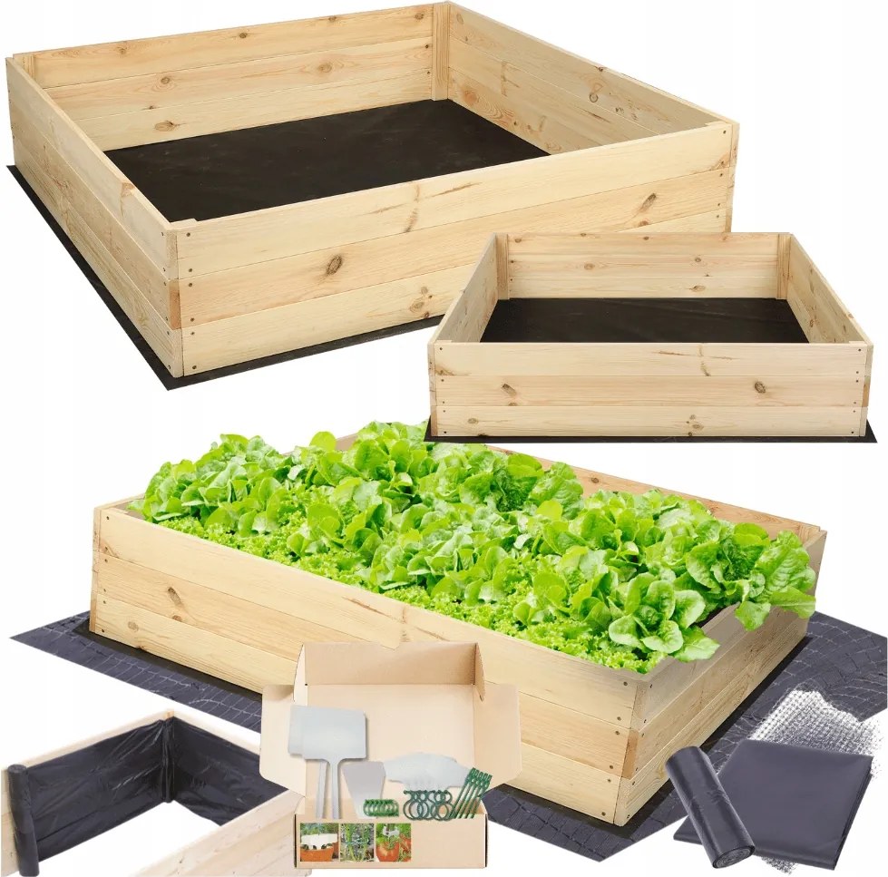 Ágyás magasított zöldséges fa láda virágtartó 27x120x120