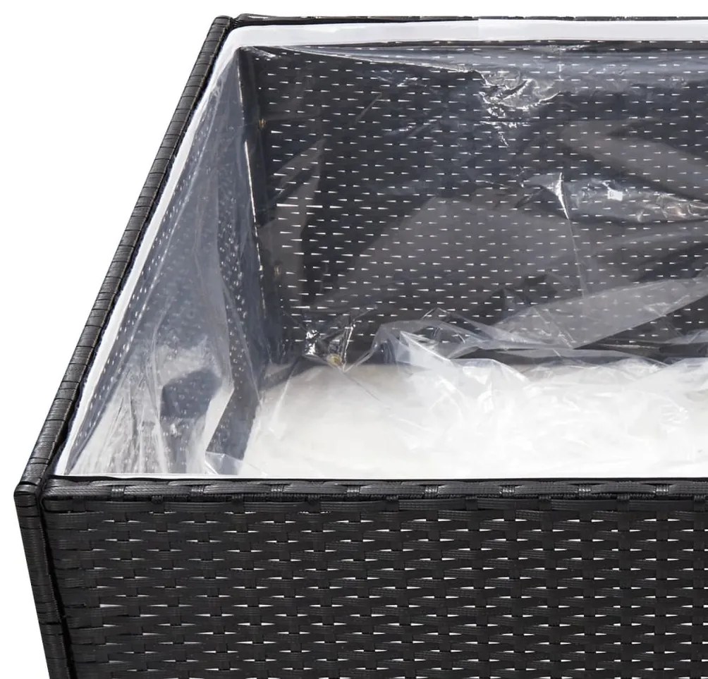 Fekete polyrattan kerti ültetőláda 80 x 80 x 40 cm
