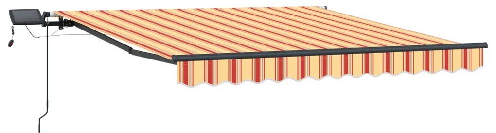 Kézi behúzható napellenző LED-del sárga és narancssárga 300x250 cm