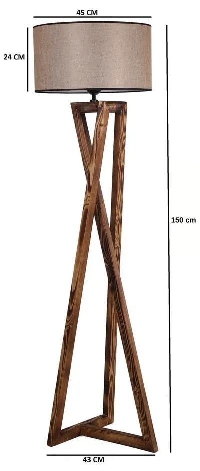 Barna állólámpa textil búrával (magasság 166 cm) Maçka – Opviq lights