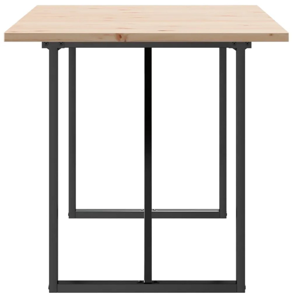 Tömör fenyőfa és acél étkezőasztal O-vázzal 160x80x75,5 cm