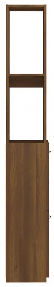 barna tölgyszínű szerelt fa fürdőszobaszekrény 25x26,5x170 cm