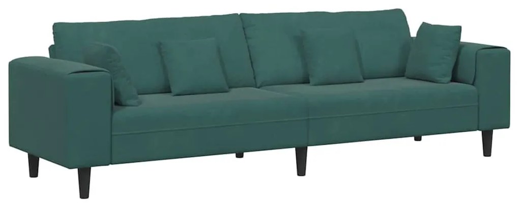 Bársony Kanapé párnával Sötétzöld 208 cm Bársony