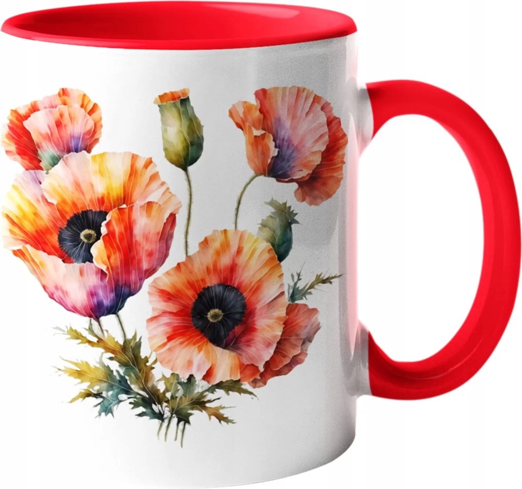 Bögre Csodálatos Mezei Pipacs Csokor Pipacs Kerámia Akvarell 330ml Csomagolás