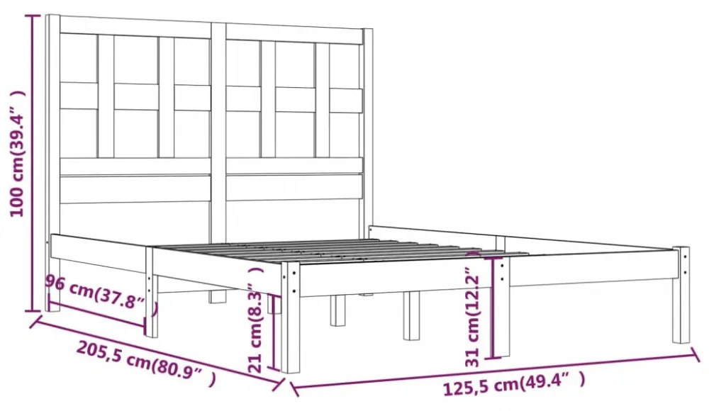 tömör fenyőfa ágykeret ágy matrac nélkül 120 x 200 cm