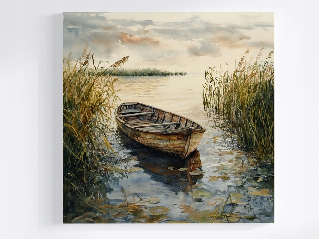 Vászonkép Canvas Tájkép Tó Víz Csónak 80x80